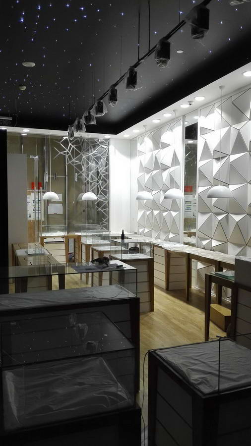 Stylish modern interior with custom displays